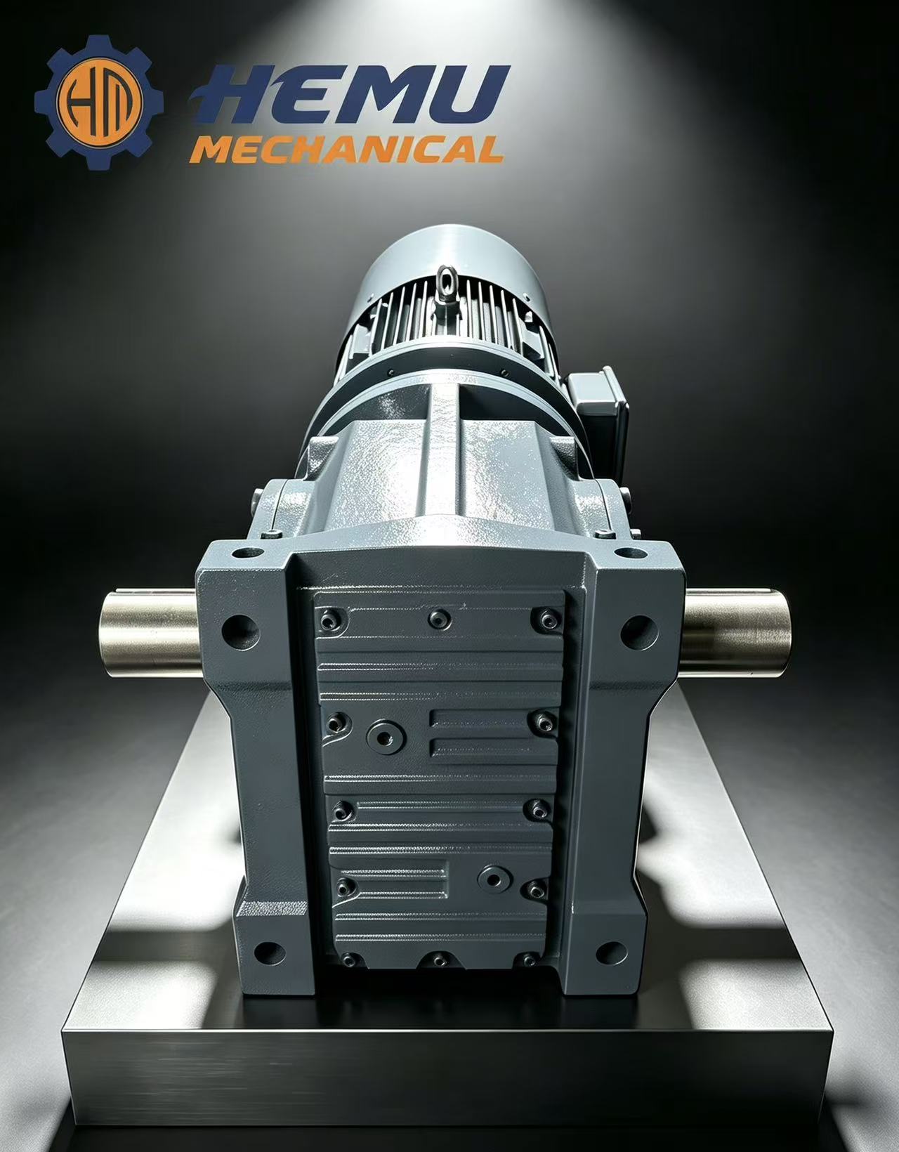 HK Series helical bevel gear motor with right-angle output shaft for conveyor drive